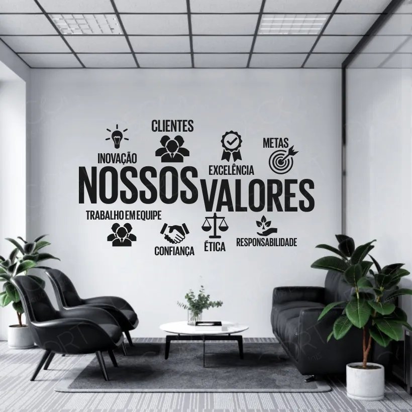 Parede com adesivo motivacional